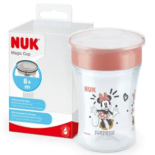 NUK Magic Cup Trinklernbecher | 8+ Monate | 230 ml | auslaufsicherer 360°-Trinkrand | BPA-frei | Disney Minnie Maus | rot