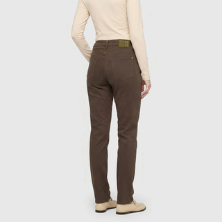 Stretch-Jeans MAC "Melanie", Damen, Gr. 48, Länge 32, braun (deep braun ppt), Denim/Jeans, Obermaterial: 95% Baumwolle, 3% Polyester, 2% Elasthan, figurbetont lang, Jeans Stretch-Jeans, Gerade geschnitten