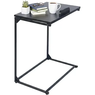 Relaxdays Beistelltisch, C-Form, neigbare Tischplatte, HBT: 66 x 55 x 35 cm, Laptoptisch mit Anti-Rutsch-Leiste, schwarz
