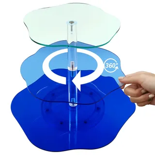 SNAILGARDEN 360o drehbar Cupcake Ständer,3-stöckig rotierender Kuchenständer,Nachmittagstee Party Server Teller Ständer für Tasse Kuchen Obst Dessert,Wiederverwendbare Essen Servierplatte Stand(blau)