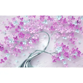 Papermoon Fototapete »Blumen Baum lila blau«, bunt