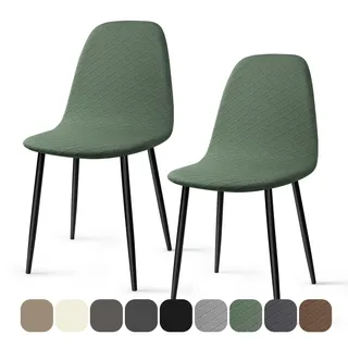BalladHome Stuhlhussen 2 Stück Universal Stretch Stuhlbezug Jacquard Hussen für Stühle Abnehmbare Waschbar Esszimmerstühle Bezug Hussen für Küchenstühle Hotel Bankett (Grün, 2 Stück)-KL