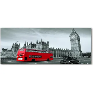 Tulup® Küchenrückwand Spritzschutz aus Glas -125x50 -Spritzschutz auf gehärtetes Glas Deko Sehenswürdigkeiten London Bus - Rot