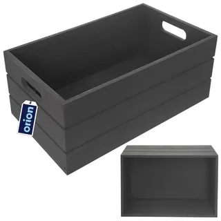 Orion Holzkiste Aufbewahrungskiste Aufbewahrungsbox mit Griffen 36x26x15 cm - Schwarz