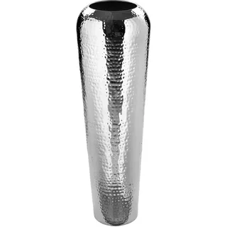 Dekovase FINK "TUTZI, mit gehämmerter Struktur", silber (silberfarben), H:70cm Ø:22cm, Eisen, Vasen, Dekovase, Vase aus Metall, vernickelt, Bodenvase