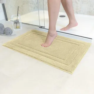 Decomira Badematte rutschfest | Als Badteppich Set kombinierbar | WC-Teppich Badezimmer-Teppich Bad-Vorleger waschbar | Duschvorleger waschbar Bad-Garnitur | Beige - 70x120 cm