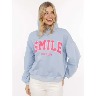 Zwillingsherz Hoodie Neon-Print Hellblau