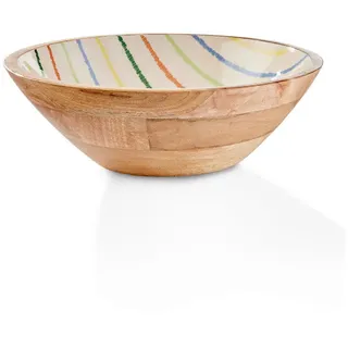Fynch-Hatton Schale , Multicolor, Naturfarben , Holz , Mangoholz , mehrschichtige Massivholzplatte (Tischlerplatte) , Streifen , rund , 11 cm , lebensmittelecht , Geschirr, Schalen & Schüsseln, Schalen