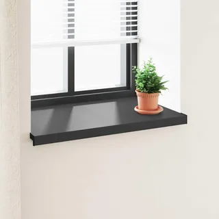 Fensterbank Schwarz mit Holzmaserung 60 x 50 x 4,5 cm PVC - Schwarz