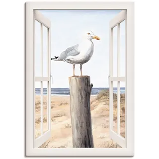 Artland Leinwandbild "Möwe Fensterblick" Vogelbilder 1 Stk. tlg. auf Holzrahmen gespannt, farbe bild(er): weiß