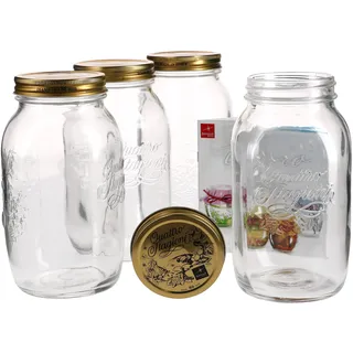 4er Set Einmachglas Original Quattro Stagioni 1,5L Vorratsgläser Gläser incl. Bormioli Rezeptheft