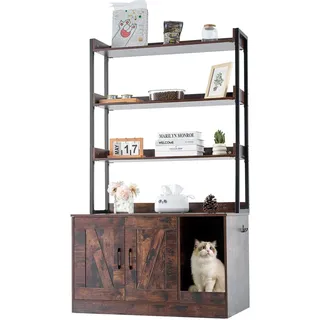 Vevor Katzentoilettengehäuse 85,1 cm x 49,9 cm x 148,9 cm Dunkelbraun