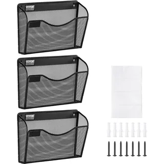 Vevor Wand Zeitungshalter Wandaktenhalter 3 Stk. Aufbewahrungsordner aus Metall für Zeitschriften Post Papier Dokumente, Wand Magazinhalter Organizer Prospekthalter Aktenablage für Büro Schule