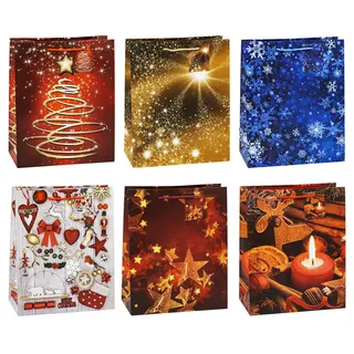TSI Geschenktüten WEIHNACHTEN SERIE 8, 12er Packung, Größe: Groß (HxBxT 32 x 26 x 13,5 cm), Art. Nr. 83318