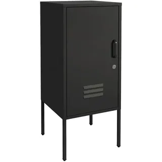 [en.casa] Nachttisch Hausjärvi , Schwarz , Metall , 35x82x35 cm , Schlafzimmer, Nachtkästchen