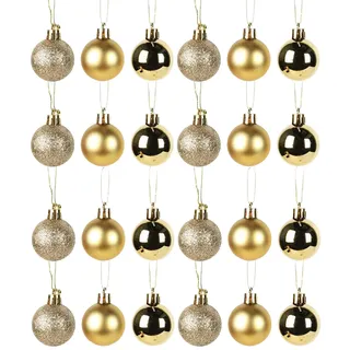 24 PCS Mini Weihnachtskugeln Klein Christbaumkugeln Gold Glitzer,Goldene Weihnachtskugeln Tannenbaum,Christbaumschmuck Gold Weihnachtsbaum,Weihnachtsbaumkugeln Set Plastik(⌀3cm)
