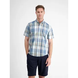 Kurzarmhemd LERROS "Karohemd in sommerlicher Strukturqualität", Herren, Gr. S, Normalgrößen, blau (cobalt blau), 100% Baumwolle, Hemden Kurzarmhemd