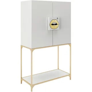 Playboy Barschrank , Weiß , Holzwerkstoff , Vintage , 3 Fächer , 3 Schubladen , 100x170x45 cm , Esszimmer, Barmöbel, Barschränke & Theken