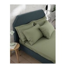 M&S Collection Cotton Rich Fitted Sheet - Soft Green, Soft Green, 4FT