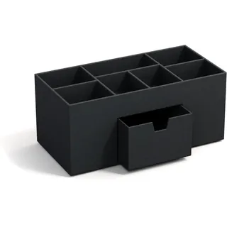 Bigso Box of Sweden BIGSO VENDELA Schreibtisch Organizer mit 7 Fächern und Schublade – Ablagebox aus Faserplatte und Papier – Schreibtischset für Büromaterial – dunkelgrau