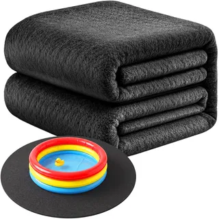 Relaxdays Poolunterlage, Ø 4 m Filzmatte, Pool Bodenschutz, rutschhemmend, zuschneidbar, langlebig, Poolmatte, schwarz