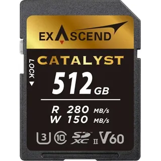Exascend Catalyst UHS-II SD Card – 512GB – V60 U3 – R280/W150 MB/s