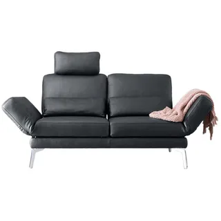 Kawola Ledersofa Hurricane Schwarz Leder , Echtholz , Füllung: Kaltschaum , 170x87x141 cm , Wohnzimmer, Sofas & Couches, Sofas, 2-Sitzer Sofas