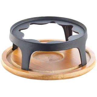 Rosenstein & Söhne Zubehör zu Rechaud Käsefondue: Untersetzer und Rechaud für Gusseisen-Fondue Ø24 cm (Käse Fondue, Käsefondue-Topf Gusseisen, Guss)