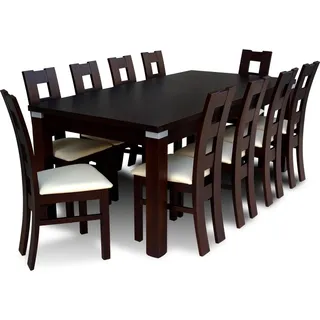 Esstisch Tisch + 10x Stühle Gruppe Esszimmer Wohnzimmer Garnitur 11tlg Set Möbel - Braun