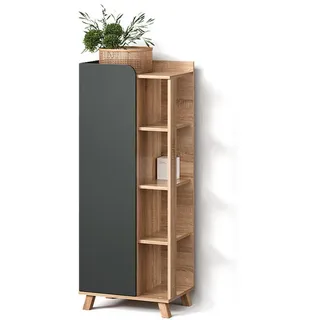 livinity Livinity® Midischrank Marano, 50 x 128 cm mit Tür und offenen Fächern, - Grau