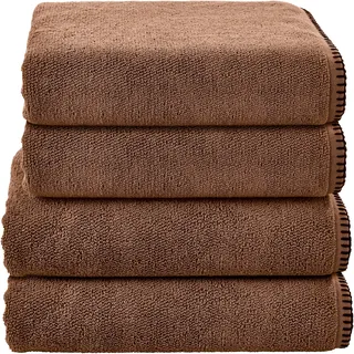 done.® Handtuch Set »Deluxe Prime 2xHandtücher (50x100 cm), 2x Duschtücher (70x140 cm)« Set 4 Stk. Zwirnfrottee mit einfassender Ziernaht in schwarz, braun