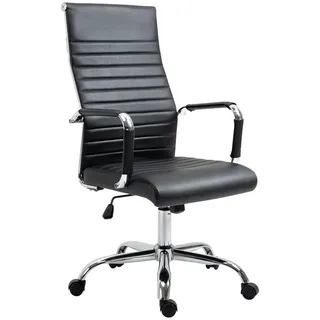 Vinsetto Bürostuhl Drehstuhl Chefsessel höhenverstellbar Kunstleder Schaumstoff , Schwarz , Leder , 62x114x54 cm , Büromöbel, Bürostühle, Drehstühle