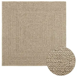 vidaXL Teppich ZIZUR Beige 120x120 cm Jute-Optik Indoor und Outdoor