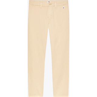 Chinohose TOMMY JEANS "TJM RYAN TWILL CHINO", Herren, Gr. 36, Länge 32, gold (gentle gold), Web, Obermaterial: 100% Baumwolle, unifarben, regular fit normal, Hosen Chinohose, mit Logo-Patch