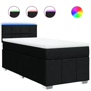 vidaXL Boxspringbett mit Matratze Schwarz 90x200 cm Stoff - Schwarz