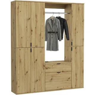 Home Affaire Trondheim Garderobenschrank 152 x 34 x 193 cm braun