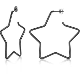 Suplight Stern/Herz Form Creolen Geometrische Ohrringe Edelstahl/18k vergoldet/schwarz Ohrschmuck Accessoire für Frauen Mädchen mit Geschenkbox