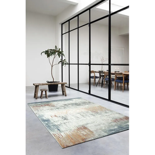 Webteppich , Blau, Grau, Weiß , Textil , Abstraktes , rechteckig , 160x230 cm , Oeko-Tex® Standard 100 , für Fußbodenheizung geeignet, Fasern thermofixiert (heatset) , Teppiche und Böden, Teppiche, Moderne Teppiche