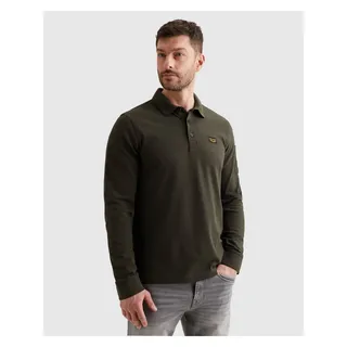 Langarm-Poloshirt PME LEGEND, Herren, Gr. XXL, beluga, Web, Obermaterial: 95% Baumwolle, 5% Elasthan, unifarben, regular fit normal, ohne Ausschnitt, Rippbündchen, Shirts Langarm-Poloshirt, mit Logo Stickerei