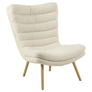 AC Design Furniture Grady Loungestuhl in Cream, Polsterstuhl in Weicher Teddy-Optik und Holzbeinen, Ohrensessel im Modernen Skandinavischen Retro Stil für Wohnzimmer, Schlafzimmer, Büro