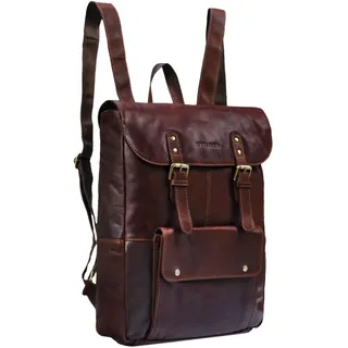 STILORD 'Manila' Vintage Leder Rucksack Damen Herren XL Lederrucksack DIN A4 braune Rucksackhandtasche mit 15-16 Zoll Laptopfach großer Daypack aus echtem Leder, Farbe:cognac - dunkelbraun
