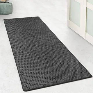 Floordirekt Küchenteppich Läufer 200x100cm für Küche, Flur, Schlaffzimmer & Wohnzimmer rutschfest & waschbar in Sisal Optik - Flurteppich - Teppichläufer Meterware nach Maß Anthrazit Kalkutta