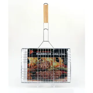 Grillkorb Pfannenwender mit Holzgriff 22 x 32 cm