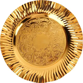 Runde Gold Serviertablett 20cm Fächerförmig Wellenform Edelstahl Gold Rundes Tablett Gold Candy Dish für Parteien Hochzeit Haus - Gold