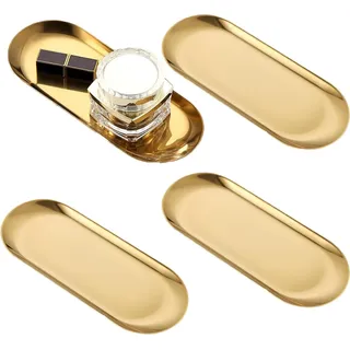 Set von 4 Goldenen Tellern - Dekoratives Tablett - 30 x 12 cm - Gold