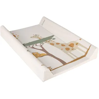 Sterntaler Wickelauflage Safari - Babywickelauflage - pflegeleichtes und abwaschbares Obermaterial - Wickelunterlage mit Druckmotiv Giraffe und Löwe - gepolstert für maximalen Komfort, ecru