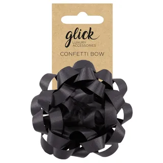 Glick Luxuriöse schwarze Konfetti-Schleife für Geschenkverpackungen, Halloween, Geburtstage, Kunst und Handwerk, schwarze Schleife zum Aufkleben