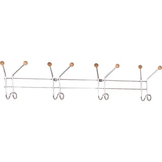 Boxxx Hakenleiste , Chromfarben , Holz, Metall , Buche , 60x12x5 cm , Garderobe, Garderobenpaneele, Wandgarderobe