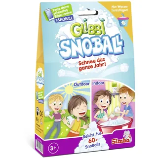 Simba 105953074 - Glibbi Snoball, Schneeballschlacht das ganze Jahr, Pulver verwandelt Wasser in Schnee, 4x20 g, 60 Bälle, Gelmasse, Snowball, Glibber, ab 3 Jahren [Exklusiv bei Amazon], Mittel