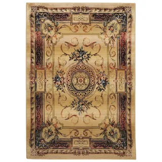 Theko Classic Gabiro Klassischer Orientteppich strapazierfähig und sehr robust in der Farbe Beige-Gold, Maße: 160cm x 160cm, 417781